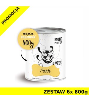Karma Mokra Paka Zwierzaka - PEPE MONO PROTEIN Pork - Wieprzowina - ZESTAW 6x 800g