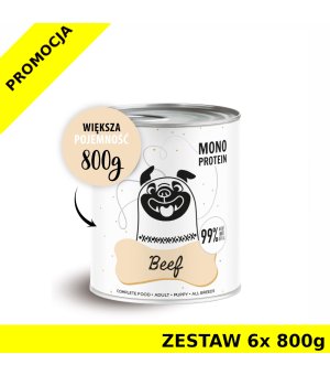 Karma Mokra Paka Zwierzaka - PEPE MONO PROTEIN Beef - Wołowina -  ZESTAW 6x 800g