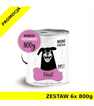 Karma Mokra Paka Zwierzaka - PEPE MONO PROTEIN Veal - Cielęcina - ZESTAW 6x 800g