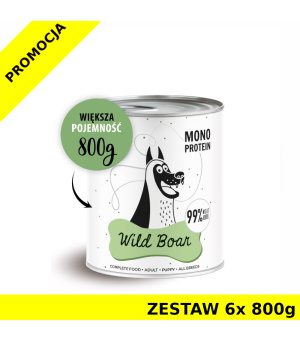 Karma Mokra Paka Zwierzaka - PEPE MONO PROTEIN Wild Boar - Dzik - ZESTAW 6x 800g