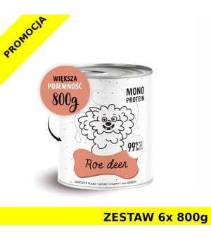 Karma Mokra Paka Zwierzaka - PEPE MONO PROTEIN Roe Deer - Sarna - ZESTAW 6x 800g