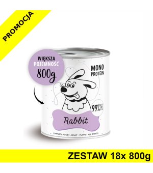 Karma Mokra Paka Zwierzaka - PEPE MONO PROTEIN Rabbit - Królik - ZESTAW 18x 800g 