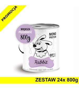 Karma Mokra Paka Zwierzaka - PEPE MONO PROTEIN Rabbit - Królik - ZESTAW 24x 800g