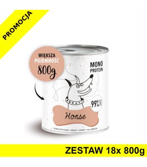 Karma Mokra Paka Zwierzaka - PEPE MONO PROTEIN Horse - Konina - ZESTAW 18x 800g