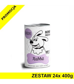 Karma Mokra Paka Zwierzaka - PEPE MONO PROTEIN Rabbit - królik - ZESTAW 24x 400g
