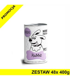 Karma Mokra Paka Zwierzaka - PEPE MONO PROTEIN Rabbit - królik - ZESTAW 48x 400g