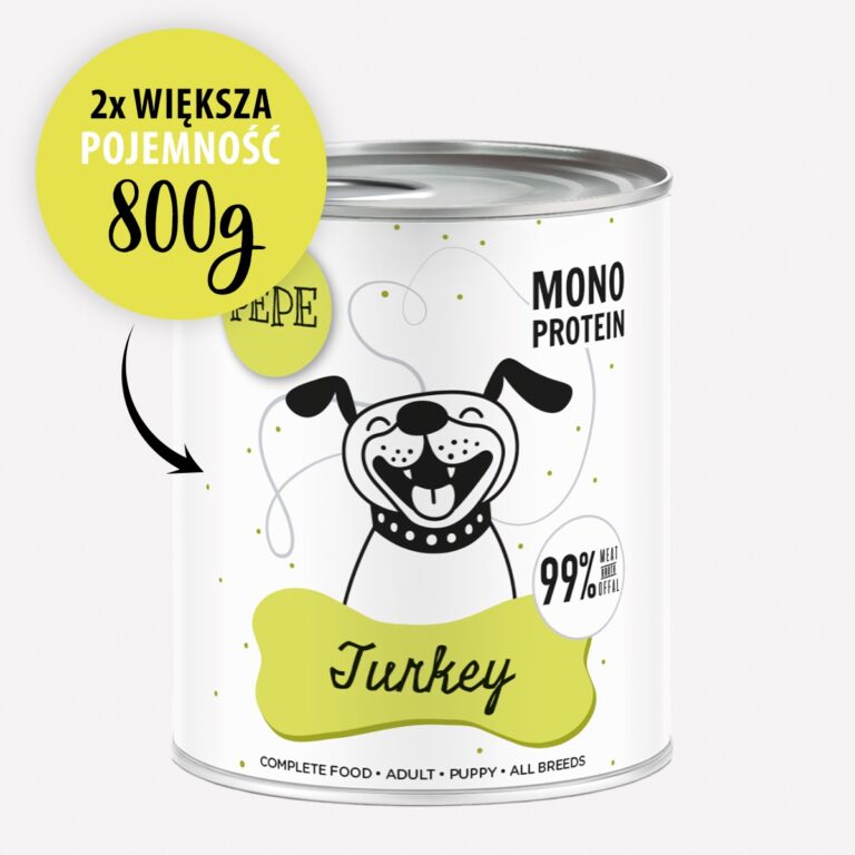 Karma Mokra Paka Zwierzaka - PEPE MONO PROTEIN Turkey - 800g Indyk