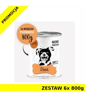 Karma Mokra Paka Zwierzaka - PEPE MONO PROTEIN Deer - Jeleń ZESTAW 6x 800g