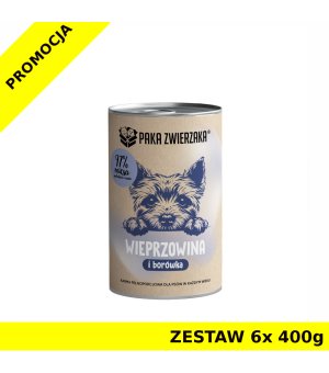 Karma Mokra Paka Zwierzaka - Wieprzowina z Borówką ZESTAW 6x 400g 