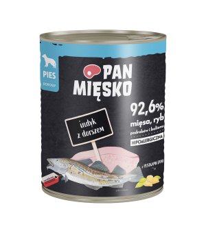 Karma mokra dla psa Pan Mięsko - Indyk z Dorszem 800g