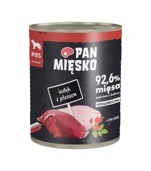 Karma mokra dla psa Pan Mięsko - Indyk z Jeleniem 800g