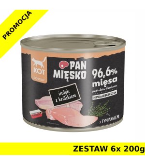 Karma mokra Pan Mięsko KOT - Indyk z Królikiem ZESTAW 6x 200g