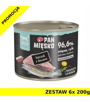 Karma mokra Pan Mięsko KOT - Kurczak z Dorszem ZESTAW 6x 200g
