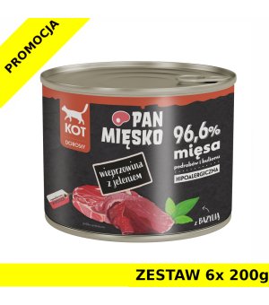 Karma mokra Pan Mięsko KOT - Wieprzowina z Jeleniem ZESTAW 6x 200g