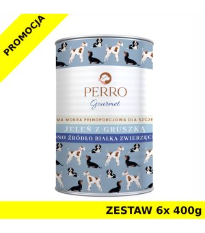 6x 400g - Jeleń z gruszką - szczenięta - Perro Gourmet - karma mokra dla psa - zestaw
