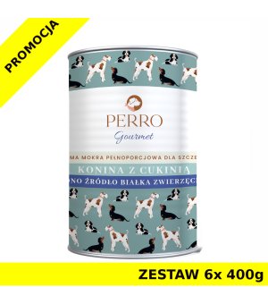 6x 400g - Konina z cukinią - szczenięta - Perro Gourmet - karma mokra dla psa - zestaw