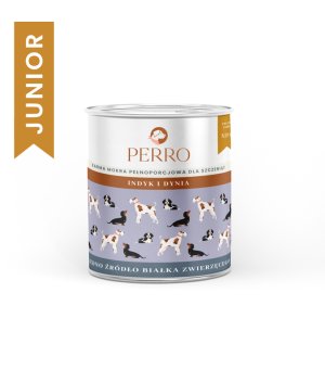 850g - Indyk z dynią - szczenięta - Perro - karma mokra dla psa - puszka