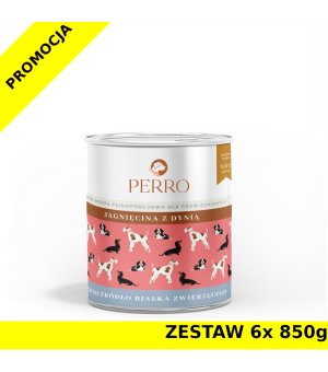 Karma Mokra Perro Jagnięcina z Dynią dla psów dorosłych ZESTAW 6x 850g