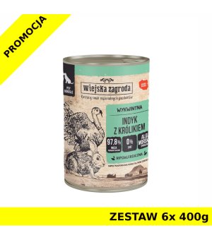 Karma mokra Wiejska Zagroda Królik z indykiem ZESTAW 6x 400g