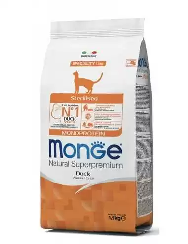 Karma Sucha dla kotów Monge monoprotein sterilised kaczka 1,5kg