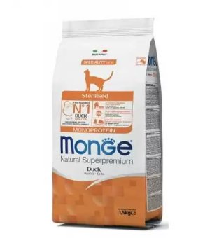 Karma Sucha dla kotów Monge monoprotein sterilised kaczka 1,5kg