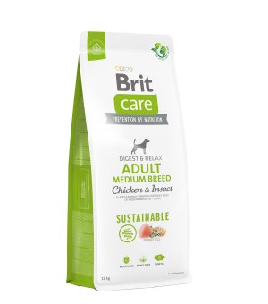 Karma sucha dla psa BRIT CARE DOG SUSTAINABLE ADULT MEDIUM CHICKEN INSECT 12kg