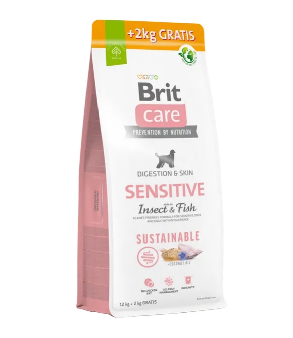 Karma sucha dla psa Brit Care Sustainable Sensitive Insect & Fish 12kg + 2kg GRATIS