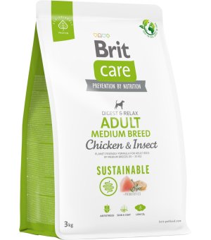 Karma sucha dla psa BRIT CARE DOG SUSTAINABLE ADULT MEDIUM CHICKEN INSECT 3kg