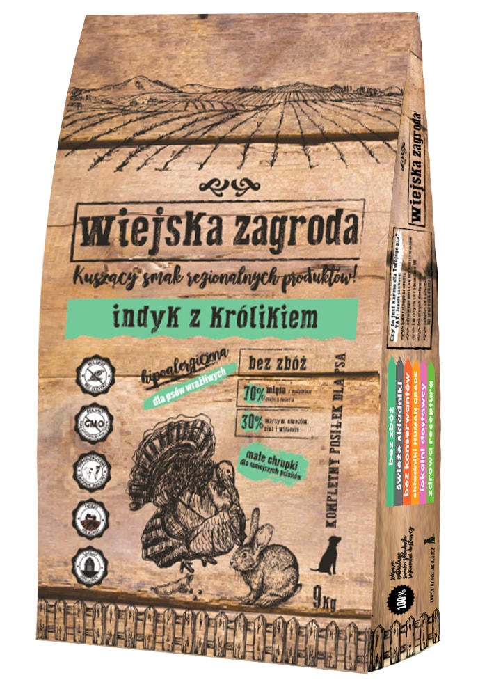 Karma sucha dla psa Wiejska Zagroda indyk z królikiem ROZ S 20kg