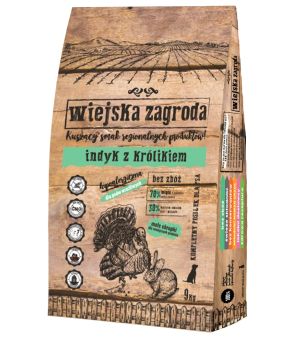 Karma sucha dla psa Wiejska Zagroda indyk z królikiem ROZ S 20kg