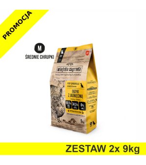 Karma sucha dla psa Wiejska Zagroda indyk z jagnięciną 2x 9kg