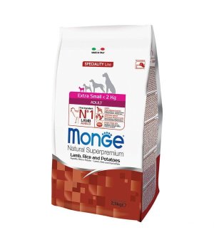 Karma Sucha dla psów Monge Dog Extra Small Adult jagnięcina z ryżem 2,5 kg