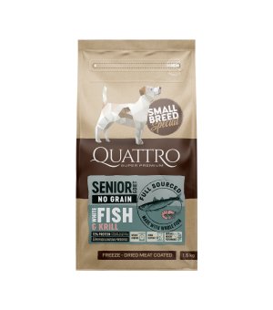 Karma sucha Quattro Senior Small dla psów starszych ras małych Biała Ryba i Kryl 1,5kg