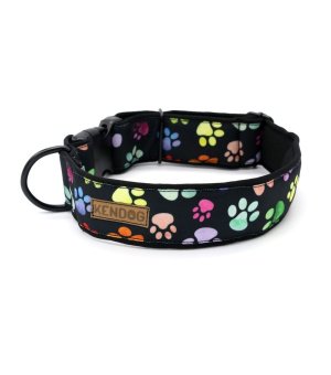 KenDog obroża handmade Kolorowe Łapki 1,5cm XS - brudoodporna