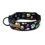 KenDog obroża handmade Kolorowe Łapki 1,5cm XS - brudoodporna