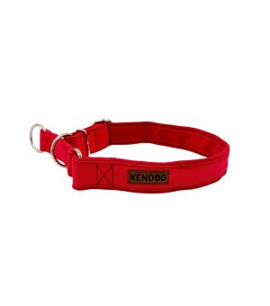 KenDog obroża półzaciskowa handmade Monocolor Red 4cm M - brudoodporna