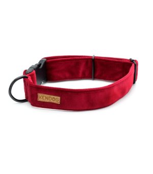 KenDog obroża Velvet handmade Welur Red 2,5cm S