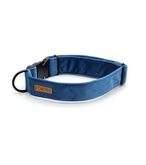 KenDog obroża Velvet handmade Welur Blue 2,5cm S