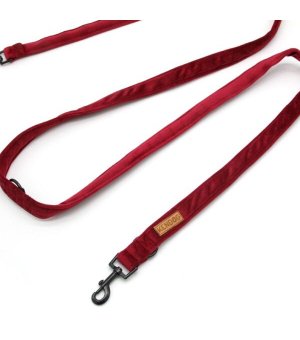 KenDog smycz przepinana handmade Velvet welur Red 2,5cm / 3m
