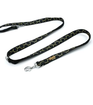 KenDog smycz przepinana handmade Plastry Miodu czarne 2cm / 3m