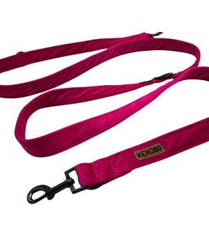 KenDog smycz przepinana handmade Velvet welur Fuchsia 2,5cm / 2m