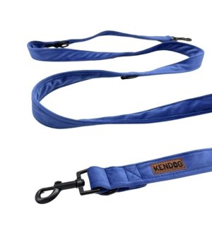 KenDog smycz przepinana handmade Velvet welur Indygo 2,5cm / 2m