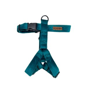 KenDog szelki guard handmade Velvet welur Turkus 2cm S