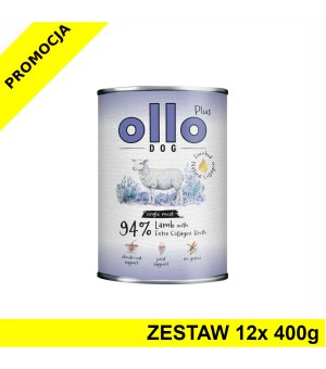 Ollo Plus Kolagen karma mokra dla psów dorosłych Jagnięcina ZESTAW 12x 400g