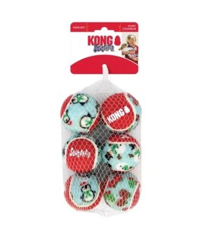 🎄🎁 Świąteczne piłki Holiday Squeakair Balls M 6szt. - (super mocne) KONG