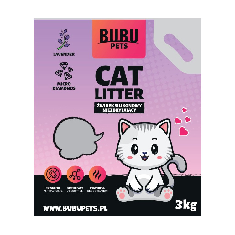 BUBU PET Żwirek Silikonowy Micro Diamonds Lawendowy 7,2L