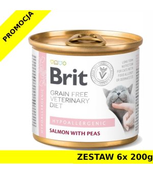 Karma mokra dla kota Brit Veterinary Diets Cat Hypoallergenic ZESTAW 6x 200g