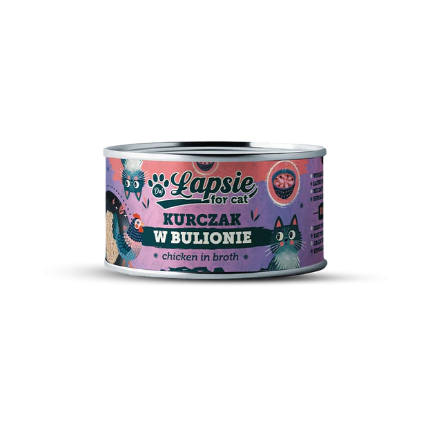 ŁAPSIE karma mokra dla kota Kurczak w bulionie 80g