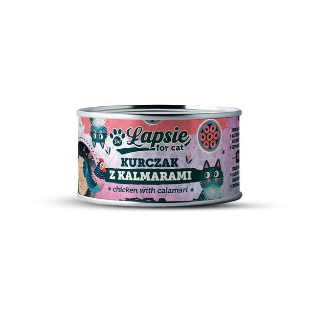 ŁAPSIE karma mokra dla kota Kurczak z Kalmarami w bulionie 80g