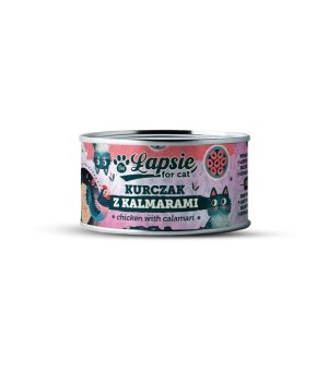 ŁAPSIE karma mokra dla kota Kurczak z Kalmarami w bulionie 80g